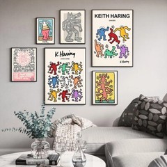 Keith Haring Style Art Painting Canvas Minimalist Abstract Wall Art 15.75″x23.5″