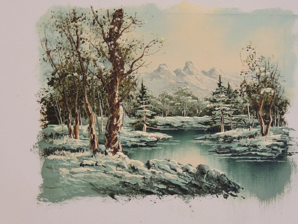 Evening Winter Woods Landscape Oil Painting on Canvas, Signed Gerst? (AW331)
