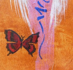 Angel on Wood with Butterfly Original Art Painting by Rain Crow