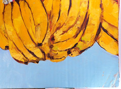 American Watercolor Painting of Bananas on board Signed B. Bendinck 2012 on back