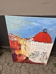 Italy city with concert 80x60cm oil/LW art academy Düsseldorf art