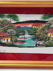 FEATHER PAINTING, COLORFUL, EL SALVADOR, BY JOYA 13”x 7” SIGNED
