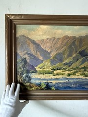 CORA TATUM ANTIQUE MOUNTAIN PLEIN AIR LANDSCAPE OIL PAINTING OLD VINTAGE 1945