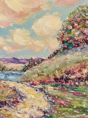 Listed Artist KADLIC Earthtones Landscape Art Original Oil Painting 24×20