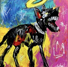 Dipant Art Dog 10×10 Canvas Original Artwork Neo Expressionism Fine Art Decor