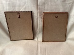 Pair of Antique Silhouettes Convex Rectangle Children Marionettes Puppet Show