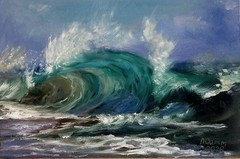 original oil painting Seascape Wave 20х30cm Wall Art Contemporary Art Green Wave