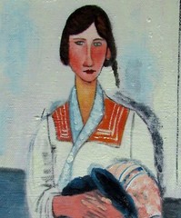 Framed Modigliani’s Gypsy Woman Repro, Quality Hand Painted Oil Painting, 8x10in