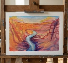 ACEO Art Card Canyon River Landscape