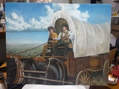 FABULOUS ORIGINAL 19 X 24 BRENT FLORY WESTERN OIL/ACRYLIC ON BOARD,LISTED