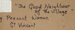 Vivian Child 1920-2016 St. Vincent / Painting 1970 „The Good Neighbour…“ Caribbean