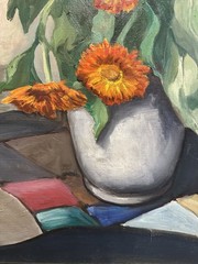Julius Delbos „Marigolds“ SIGNED 31″x28.5″ Oil on Canvas