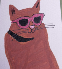 ACEO ATC Original art Impressionist Painting Whimsical Animals Cat Kitten – GAT