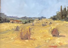 VINTAGE Cascina Campagna MODERN ABSTRACT ITALY HAY STACK ORIGINAL PAINTING