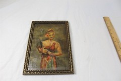 Ca. 1939 Framed Painting Person Holding Chicken 7 1/2″ x 11″ Collectible
