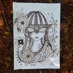 Mandala art Bohemian drawing Zentangle girl painting mandala doodle art painting