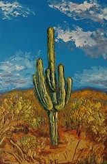Framed Saguaro Arizona Cactus Sonoran Desert Landscape 4×6 Oil Painting Original