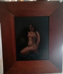 Genuine Oilg. Erotic woman signed L.Leux Circa 1900/30?