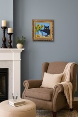 Set of 3 Black Cat Original Oil Paintings Framed Cat Wall Art Cottagecore Decor