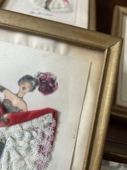 5 Vintage Janicotte FRENCH CAN-CAN DANCER Watercolor Paintings Signed Framed Set