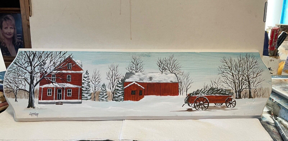 23″ x 6″ Original Acrylic Painting on Wood…..“Winter Wonderland“