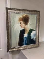 Handmade Oil Painting art female impressionism girl on canvas XL Framed 29×25
