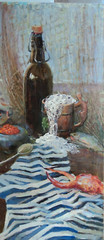 Stilllife Irish angler Original oil painting 3D ART impasto Irish Celtic Symbol