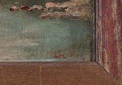 Antique Original D.A Fisher Oil Painting White Mountain Riverside Listed Artist