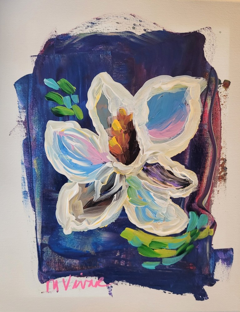 MONA VIVAR Original 11×14 Colorful Magnolia Abstract Expressionism Art Painting