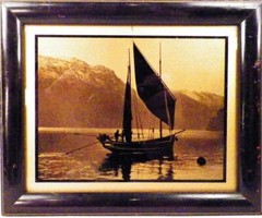 Norwegian Fiord Silhouette Boat Ship Richards Germany Tallimit Art Deco Vintage