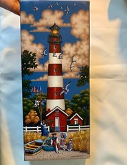 Beautiful Eric Dowdle Assateague Lighthouse Print On Canvas 14″ x 6″ x 1.5″ W102