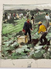 FREDERIC WHITAKER PAINTING AMERICAN LANDSCAPE FARMING FARM LISTED FAMOUS SMALL