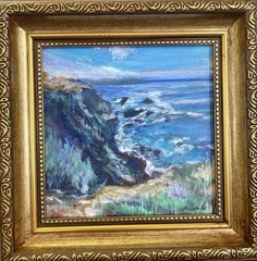 Big Sur California Original Coastal Seascape Acrylic Painting Framed 7×7