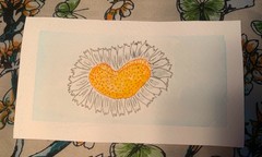 Original aceos mini watercolor painting, Chamomile flower heart, 2 X 4.75 in