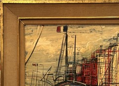 Michel-Marie Poulain (French), VTG MCM Origin. Oil/Masonite „Toulon 1954“ Signed