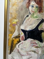 Mid Century Painting Woman Women Pretty Female Model Enid Edson New York Large