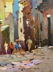 Oil Painting Old Street Of The City Y. Suprunchuk Original Landscape nAAA4178