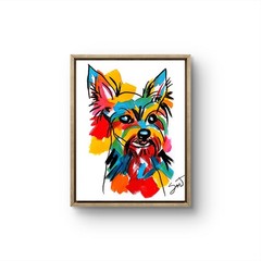 JULIEN Original 11X14 YORKIE DOG Colorful Modern Art Acrylic Painting on Canvas