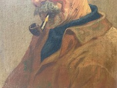 Charles Liebert (19th-20th) Portrait of a Sailor with a Pipe Brittany Pont Aven