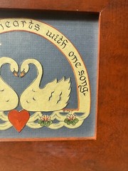 Sandra Gilpin Scherenschnitte „Love Is Two Hearts….“ Folk Art – Signed/Framed