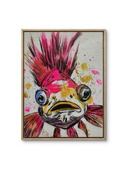 Beautiful Abstract Fun Funny 0Fish Acrylic Art 14X11 Canvas