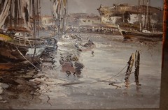 B Wilder Signed Boat Ship Fish Harbor Impressionism Large Original Oil Painting