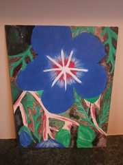 Original Painting of Blue Tropical Flower by artist J. Richardson Size 11×14