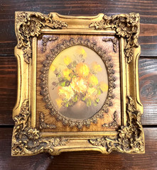 Vintage Impressionist Floral Oil Painting Ornate Gilt Oval Frame Signed Original