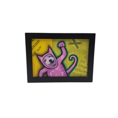 VTG Keith Grace Signed Dude Dog Face Acrylic Mixed Media 5.75×7.75 Painting 2005