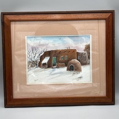 Original Southwestern Painting Signed Marlyn Brooke Framed Adobe Pueblo Art