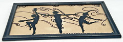 REVERSE PAINTED THREE DANCING GIRLS SILHOUETTE 14-3/4″ X 8-1/2″ UNSIGNED
