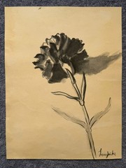 TAMARA DE LEMPICKA drawing and painting on old paper signed stamped vintage