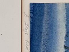 Vintage Signed V. Manzya “Frost” Russian Watercolor Painting Blue Kazakhstan