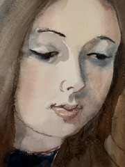 Portrait Woman 1969 Albert Ceen Italian Watercolor Signed Framed